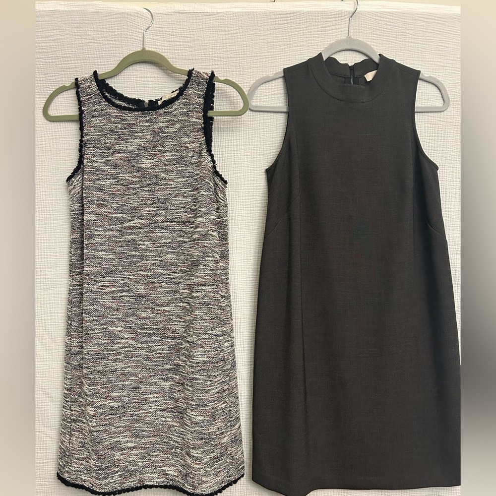 Ann Taylor Loft Sleeveless Dresses Sz 2 Small Black White Pastel Tweed & Grey